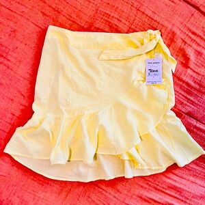 Size 6 Yellow Free People Wrap Skirt NWT